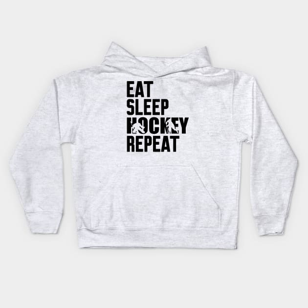 Eat Sleep Hockey Repeat Kids Hoodie by Work Memes